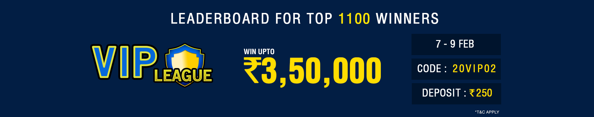 Vip League Leaderboard Contest