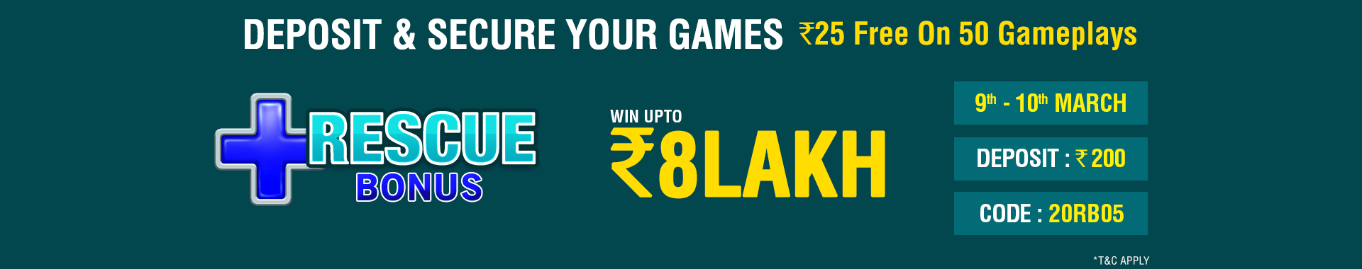 Rescue Bonus Deposit Cashback Contest