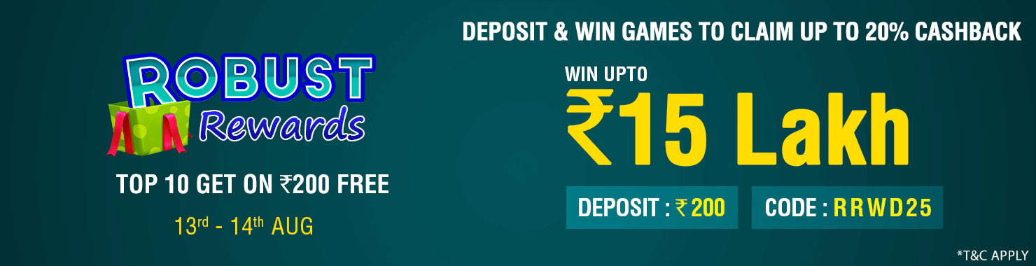 Robust Rewards Deposit And GamePlay Cashback Contest