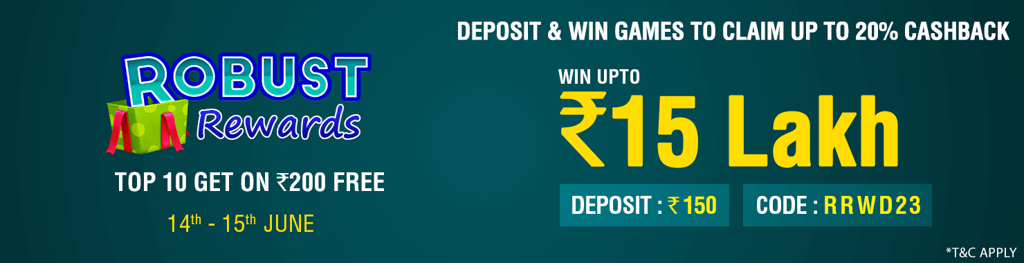 Robust Rewards Deposit And GamePlay Cashback Contest